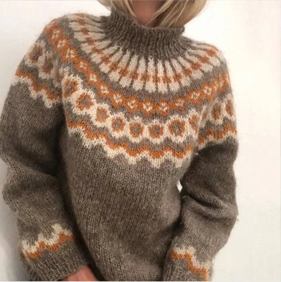 Gezellige Noorse Gebreide Pullover Met Winterpatroon Dames