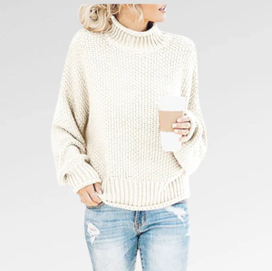 Trendy Gebreide Pullover Met Losse Hoge Hals Dames