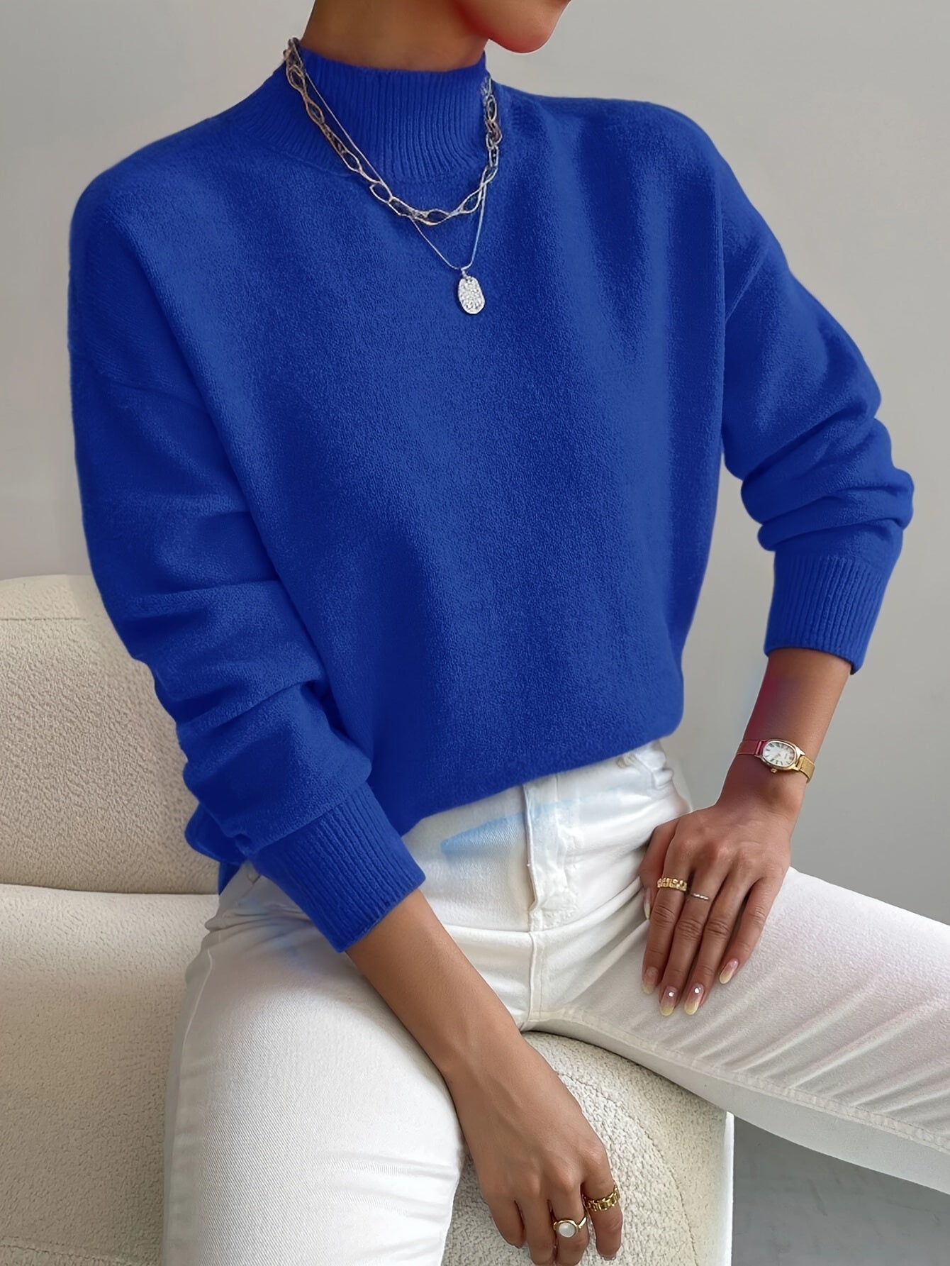 Gebreide Wintertrui met Hoge Hals voor Dames Elegante Stijl