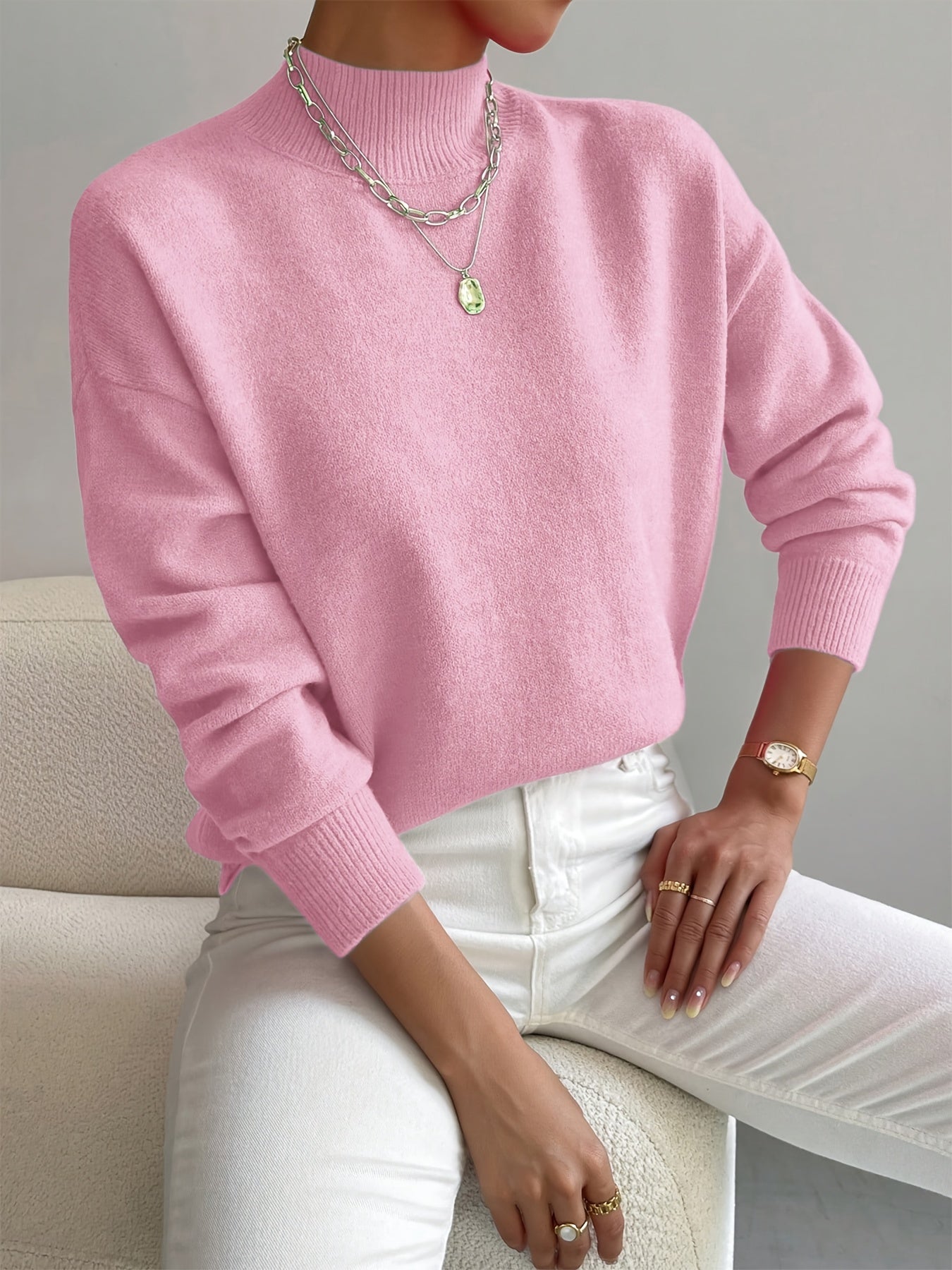 Gebreide Wintertrui met Hoge Hals voor Dames Elegante Stijl