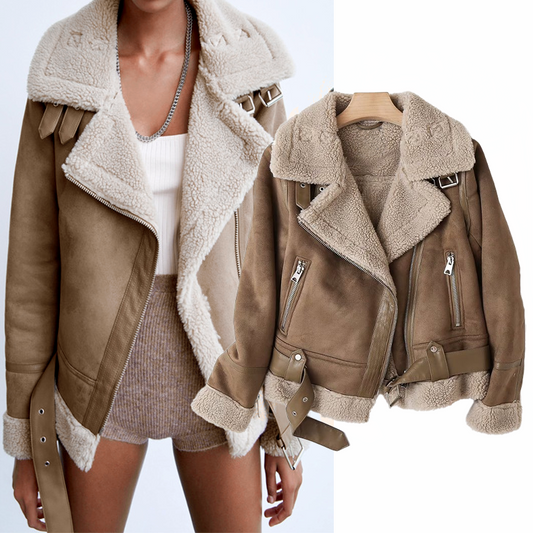 Winter Shearling Jack Gezellig Warm Ontwerp Dames