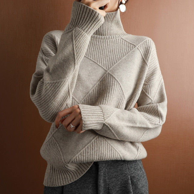 Coltrui Pullover Met Diamant Gebreid Patroon Dames