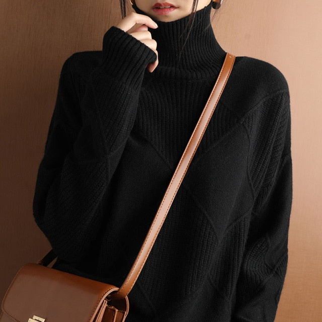 Coltrui Pullover Met Diamant Gebreid Patroon Dames