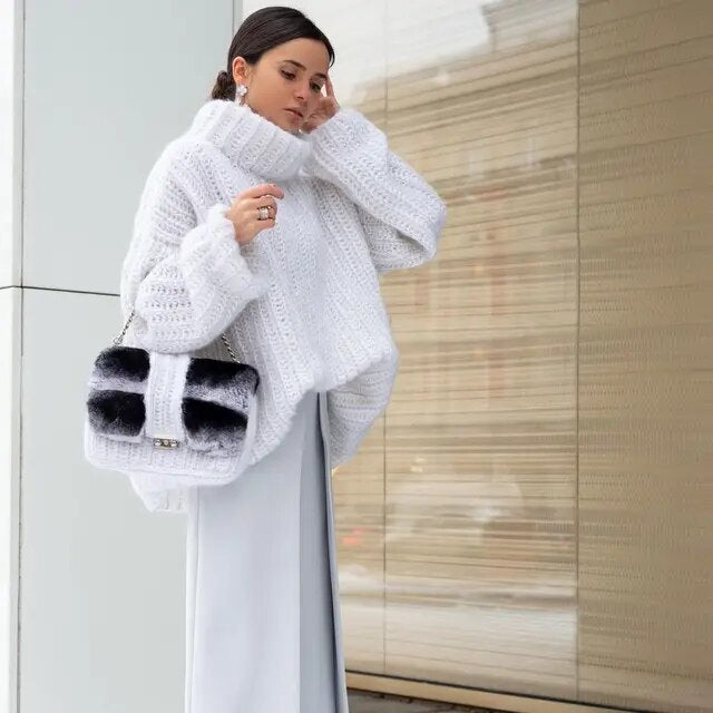 Oversized Wintertrui met Hoge Hals voor Dames Gezellige Stijl
