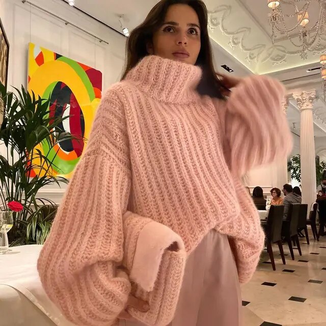 Oversized Wintertrui met Hoge Hals voor Dames Gezellige Stijl