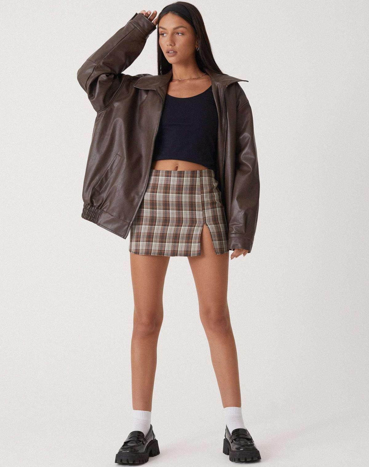 Geruite Minirok Streetwear Hoge Taille Outfit Dames