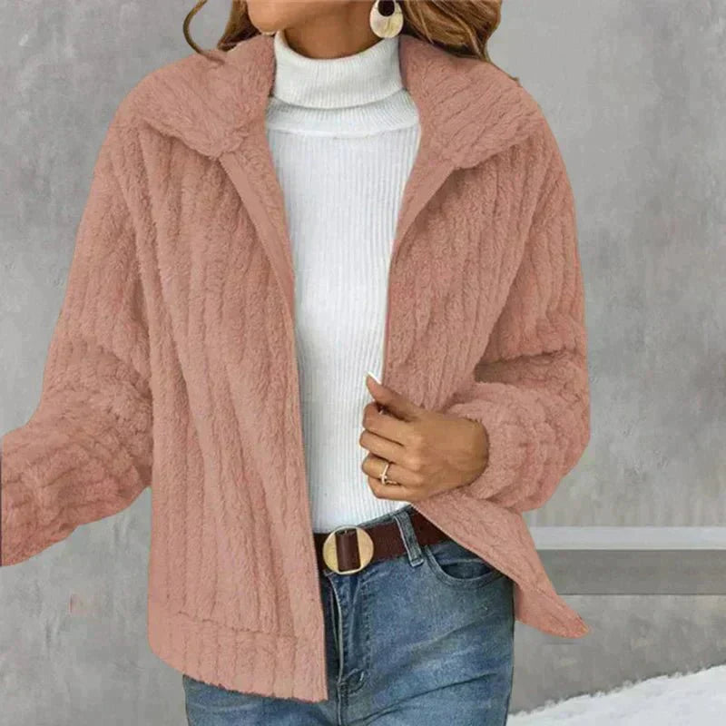 Kunstbont Jas met Rits Gezellige Pluche Winterjas Dames