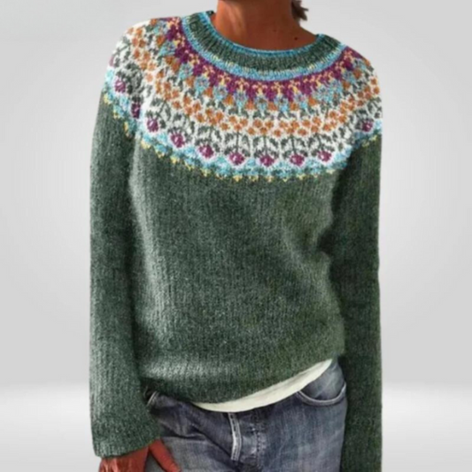 Stijlvolle Pullover Met Traditioneel Noors Schouderpatroon Dames