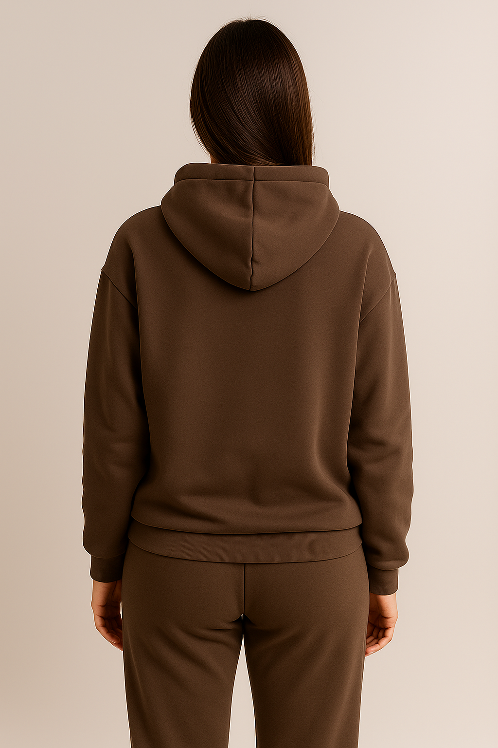 Dames bruine hoodie met lange mouwen en capuchon