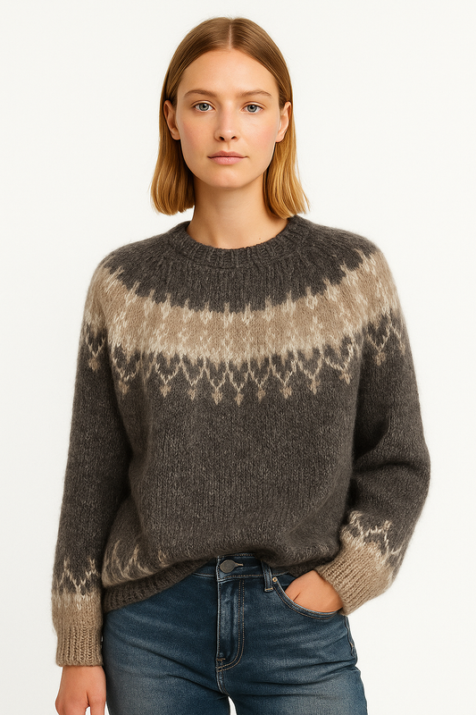Dames Gebreide Trui met Patroon Gezellige Winter Pullover