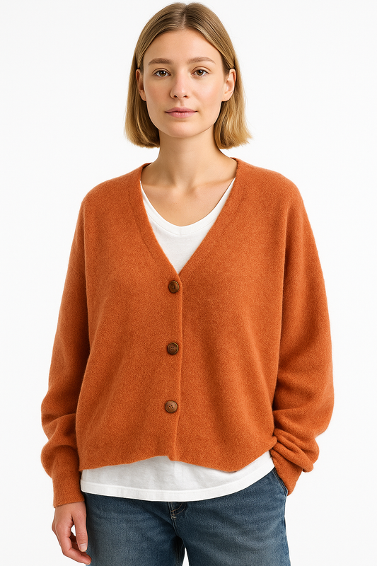 Gebreid Wintervest met V-Hals en Knopen voor Dames