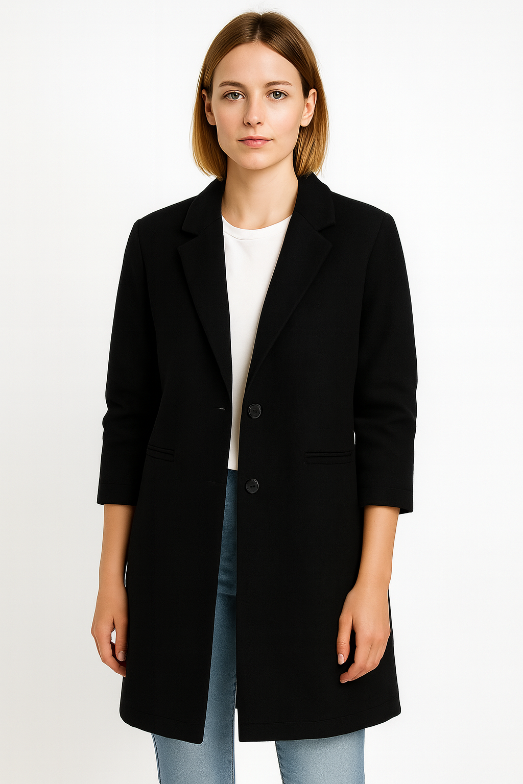 Chique Blazerjas Met Dubbele Zakken Voor Dames