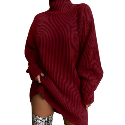 Lange Coltrui Jurk voor Dames Oversized Gebreide Pullover