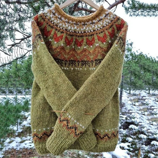 Gezellige Noorse Gebreide Pullover Met Patroon Dames