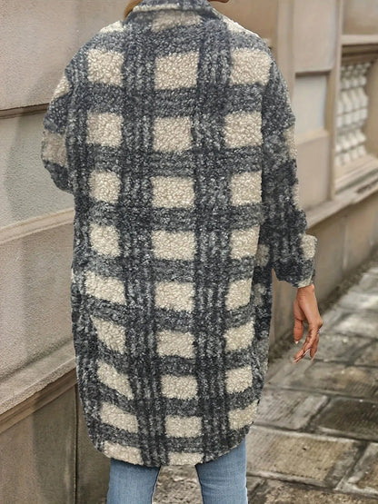 Geruite Fleece Winterjas Gezellige Streetwear Stijl voor Dames