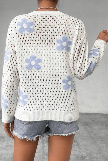 Stijlvol Gebreid Wintervest met Bloemenpatroon voor Dames