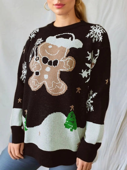 Kersttrui Dames Peperkoek Man Feestelijke Gebreide Pullover Dames