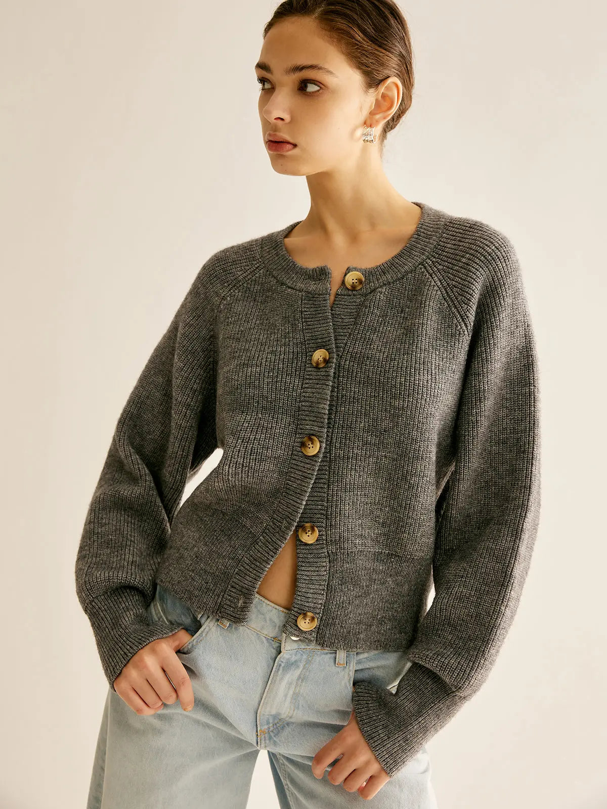 Elegante Gebreide Knopen Wintercardigan Trui voor Dames