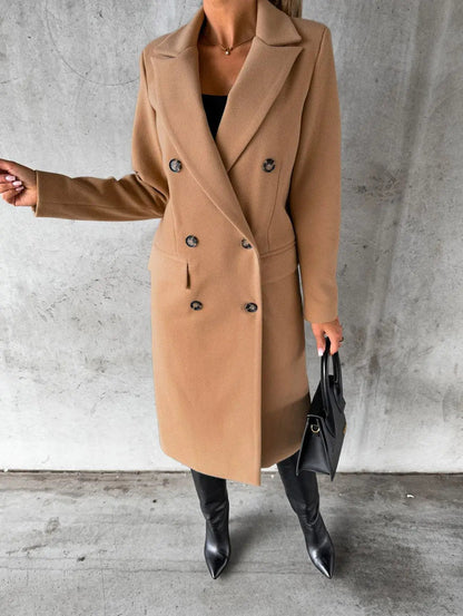 Lange Dubbelzijdige Winterjas voor Dames Elegante Stijl