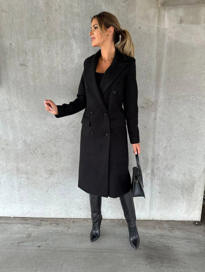 Lange Dubbelzijdige Winterjas voor Dames Elegante Stijl