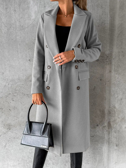 Lange Dubbelzijdige Winterjas voor Dames Elegante Stijl