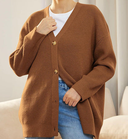 Oversized Knopen Gebreid Vest Dames Trendy Casual Trui