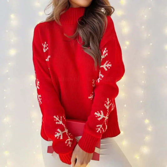 Kerst Sneeuwvlok Gebreide Trui Warme Feestelijke Look Dames