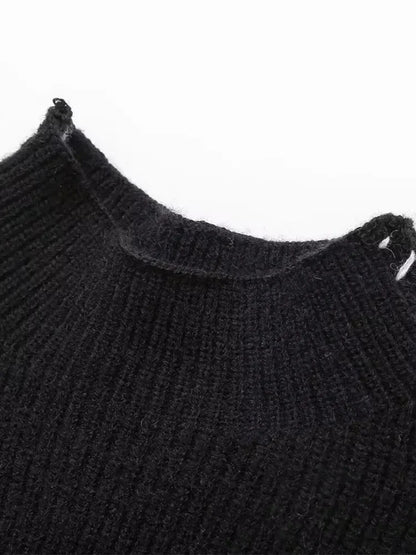 Moderne Gestreepte Coltrui Wintertrui voor Dames