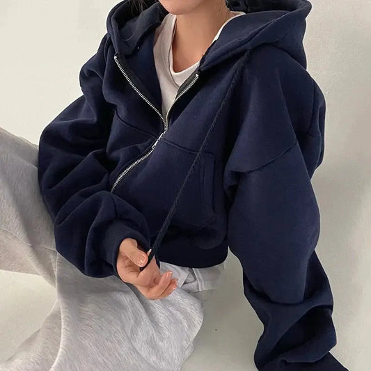 Gezellig oversized sweatshirt met rits en capuchon voor vrouwen
