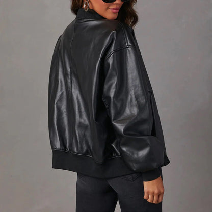 Vegan Leren Bomberjack Stijlvolle Winterkleding Dames