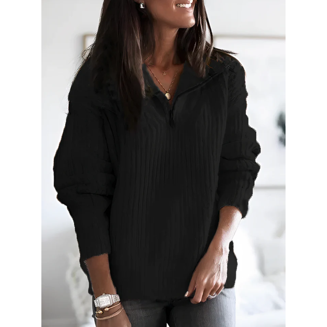 Trendy Gebreide Trui Met Rits Halslijn Dames