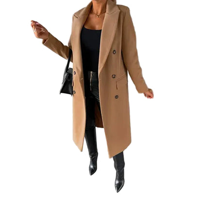 Dubbele knoop lange jas voor dames