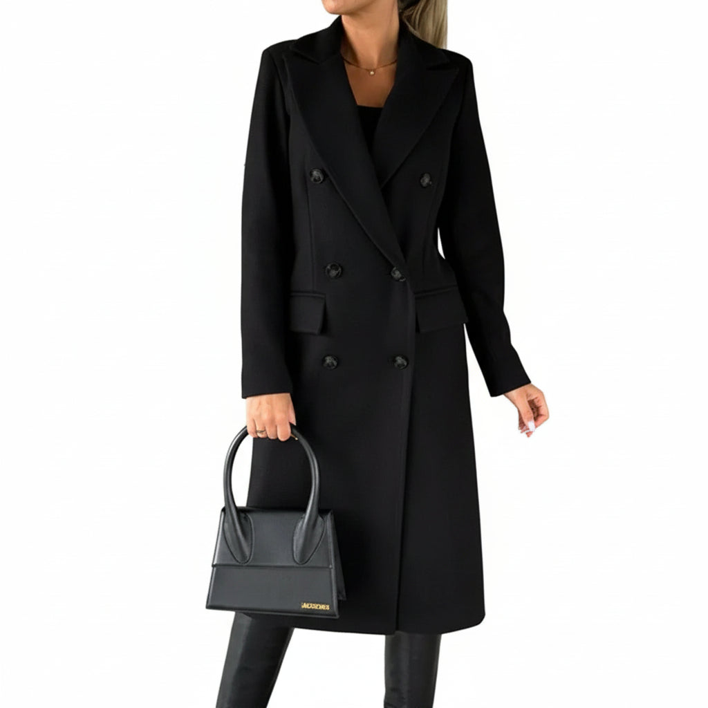 Dubbele knoop lange jas voor dames