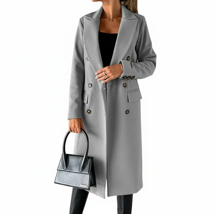 Dubbele knoop lange jas voor dames