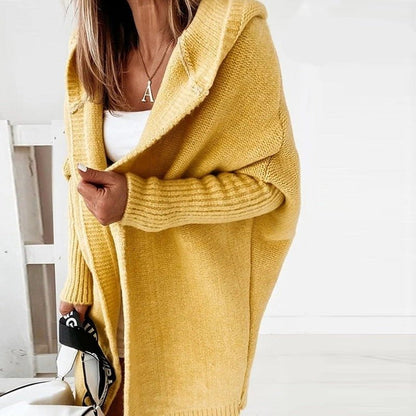 Lange Gebreide Vest met Capuchon Oversized Open Voorzijde Trui Dames
