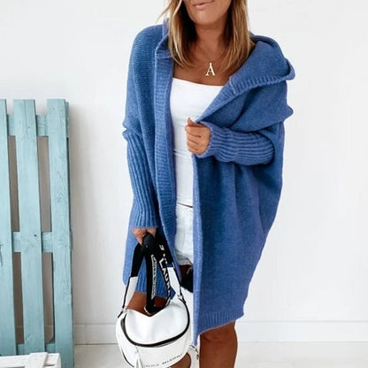 Lange Gebreide Vest met Capuchon Oversized Open Voorzijde Trui Dames
