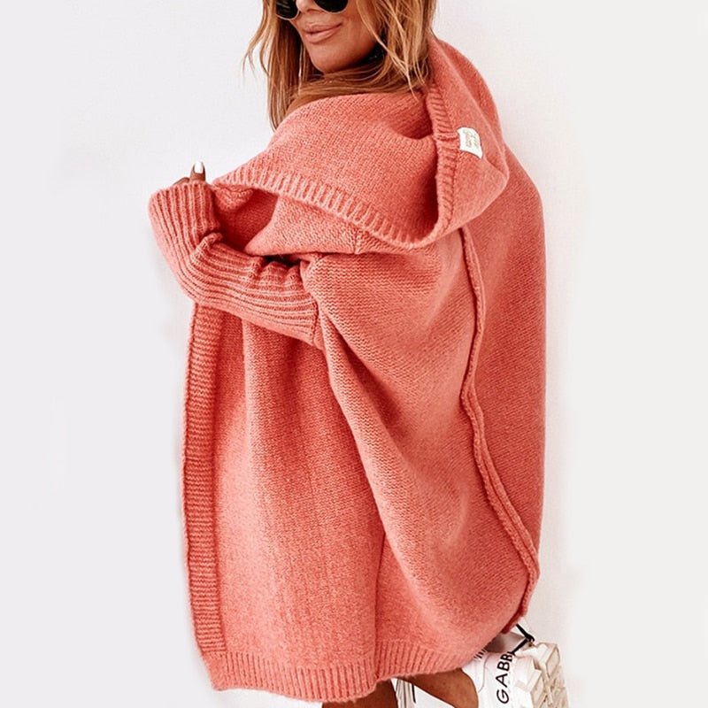 Lange Gebreide Vest met Capuchon Oversized Open Voorzijde Trui Dames