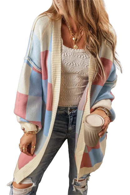 Oversized Gebreid Geruit Wintervest voor Dames