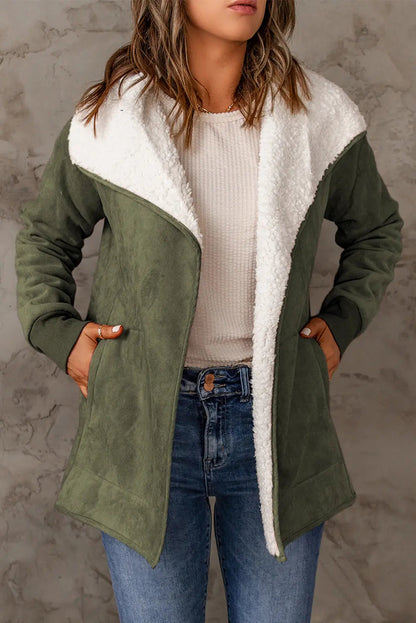 Imitatiebont Winterjack Open Voorzijde Gezellige Stijl Dames