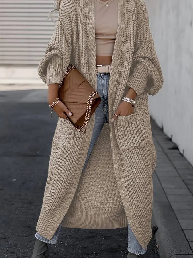 Gezellige Casual Gebreide Lange Wintervestjas voor Dames