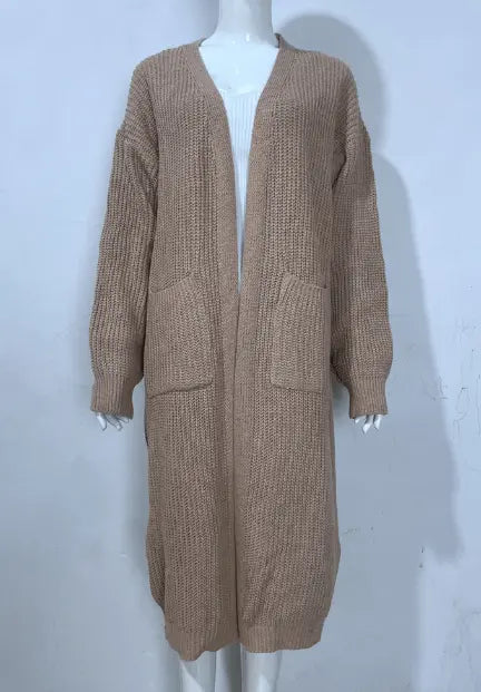 Gezellige Casual Gebreide Lange Wintervestjas voor Dames