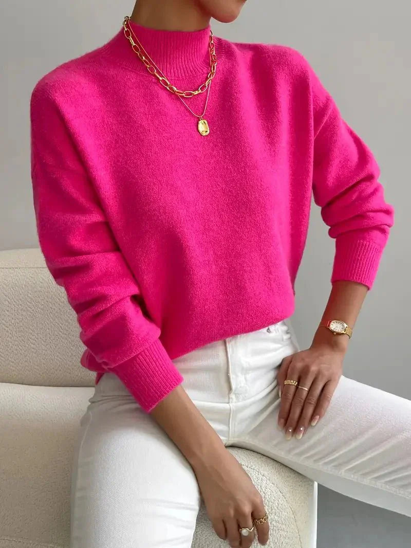Gebreide Wintertrui met Hoge Hals voor Dames Elegante Stijl
