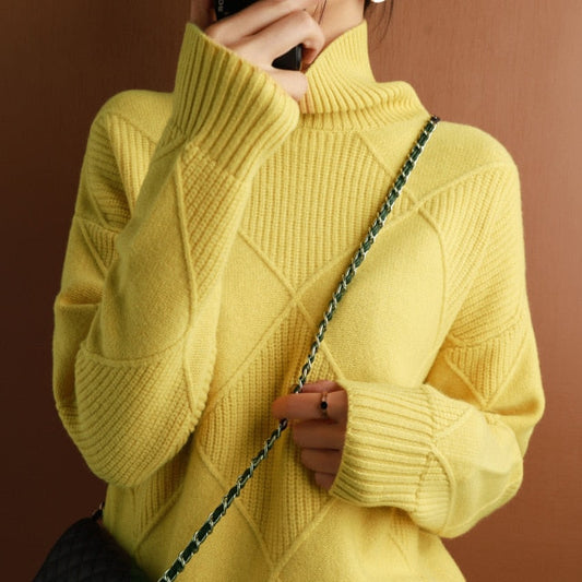 Coltrui Pullover Met Diamant Gebreid Patroon Dames