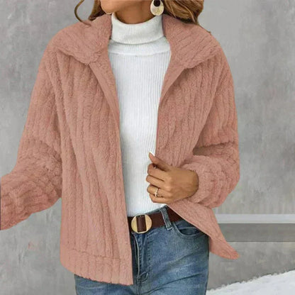 Kunstbont Jas met Rits Gezellige Pluche Winterjas Dames